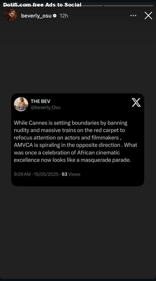 Actress Beverly Osu criticizes AMVCA fashion direction in viral tweet