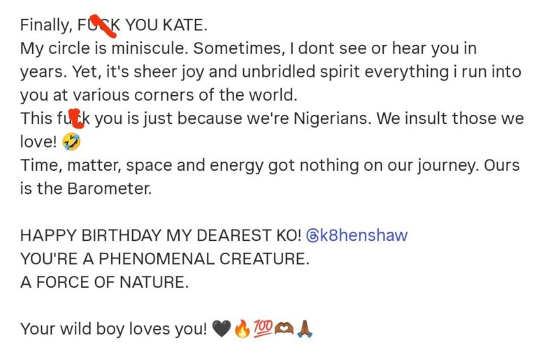 F**k you Kate, your wild boy loves you  Actor Jim Iyke pens down bold birthday message to Kate Henshaw